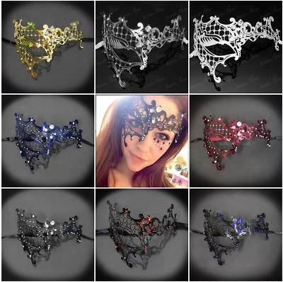 Phantom Filigree Metal Laser Cut Venetian Masquerade Mask for Women M7131  - Image 1 of 4