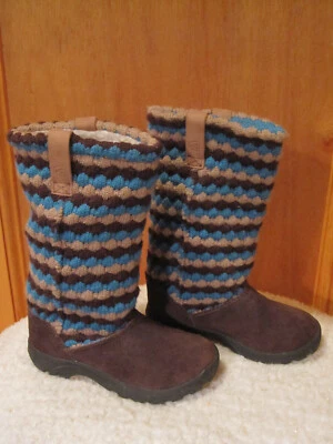 Toddler Girls KEEN Auburn Sweater Knit Brown Suede Boots Aztec 10" 8641-DAPH 12 - Image 1 of 4