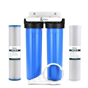 Well Water Dual Filtration System Sediment Odor Taste Rust 20", 1" Ports - Picture 1 of 5