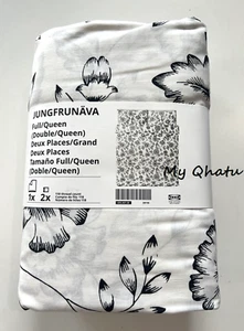 Ikea JUNGFRUNAVA Full/Queen Duvet Cover + 2 Pillowcases Set White/Gray Floral - Picture 1 of 6