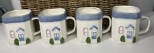 Home and Hearth Vintage Townhouse Ceramic Mugs Vintage Set Of 4 Collectors 1988