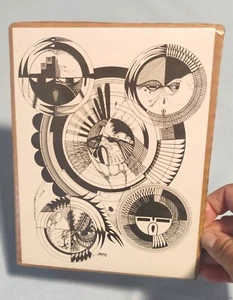Vtg Norman Lansing UTE Native American Planograph Print Signed 1991 7.25x5.5" - Picture 1 of 6