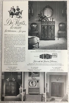 Anuncio impreso de televisión Du Mont 1951 Dumont East Paterson gabinetes de televisión de Nueva Jersey Foto 1 de 2