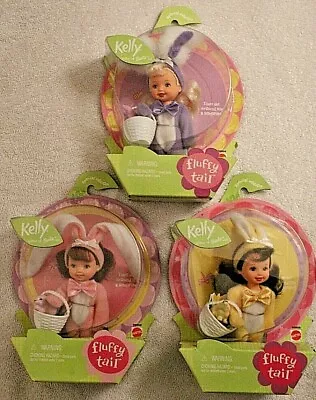 NRFB VINTAGE LOT OF 3 RARE 2001 KELLY FLUFFY TAIL BUNNY EASTER RABBIT FULL SET - Image 1 of 4