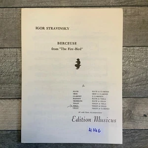 Igor Stravinsky BERCEUSE from "The Fire-Bird" for Violin with Piano Accompany - Picture 1 of 3