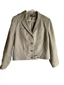 Kasper Womans 14p Linen Blend Lined Trucker Jacket Pocket’s Boho Layering - Picture 1 of 15