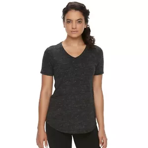 Tek Gear Medium V-Neck Yoga Tee Black MOISTURE WICKING DRY TECH Women's - Picture 1 of 3