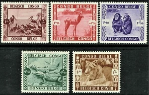 [st1598] BELGIAN CONGO 1939 Scott#B27/31 MNH Animals *Zoological Garden* - Picture 1 of 2