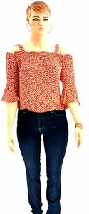 J. Crew G7677 Nuevo con Etiquetas Seda Hombro Frío Top con Todo Corazón Impreso Ru - Imagen 1 de 7