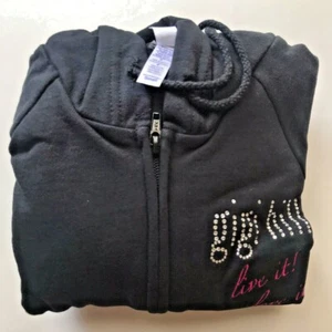 Gigi Hill Women's Black Full Zip Hooded Sweatshirt "Live it! Love it!" SMALL - Picture 1 of 8