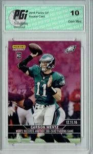 Carson Wentz 2016 Panini SP #313 Purple Only Ten Made Rookie Card PGI 10 - Picture 1 of 1