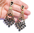 Gray Rhinestone Drop Earrings Steampunk Prom Pageant Jewelry 3.5 inch