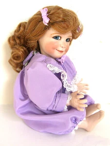 Ashton Drake Mary Tretter porcelain mini doll - Redhead in Violet Romper - Picture 1 of 12