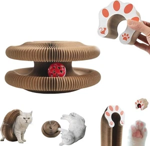 Kitty Kurlz Cat Toy Cardboard Accordion Cat Scratcher Foldable Kitten Curl Cat - Picture 1 of 9