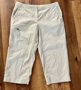 LL Bean Größe 14 verstellbare Taille khaki weites Bein Knöchelhose mit Taschen gebraucht, in einwandfreiem Zustand - Bild 1 von 12