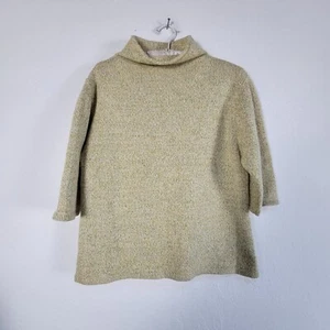 Halogen Womens Wool Silk Blend Knit Mock Neck Sweater Size XL Green Elbow Sleeve - Picture 1 of 7
