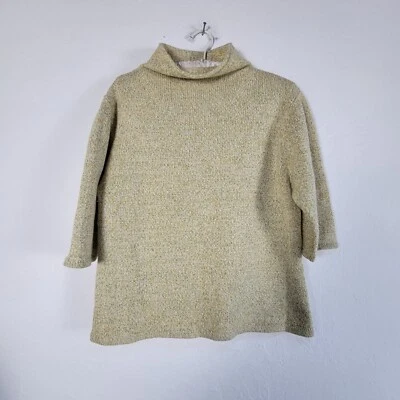 Halogen Womens Wool Silk Blend Knit Mock Neck Sweater Size XL Green Elbow Sleeve - Image 1 of 4