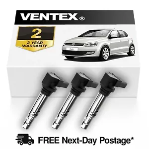 VENTEX® Ignition Coil Pack x3 for VW Polo Seat Ibiza 1.2 2009-2015 - Picture 1 of 6