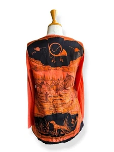AVANT TOI cashmere & silk equestrian print pullover tunic orange distressed - Picture 1 of 10