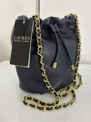 Ralph Lauren Nappa Leather Medium Emmy Bucket Bag, Navy - Image 1 of 4