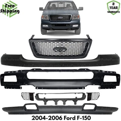 Front Bumper Face Bar Paintable & Grille Assembly Kit For 2004-2006 Ford F-150 Foto 1 de 4