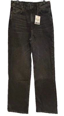 Pantalones de mezclilla holgados relajados altos de tiro alto negros talla 30x36 altos de ASOS Design para mujer Foto 1 de 4