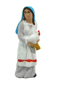 Pastore Donna con Gallina in Terracotta Cm 7 - Contadina Pastori Presepe - Foto 1 di 2