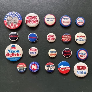 20 verschiedene President Richard Nixon Buttons Pins 1960 1968 1972 Lodge Agnew - Bild 1 von 5