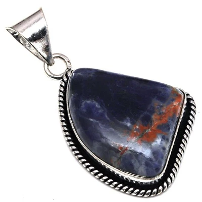 Colgante de piedras preciosas de sodalita hecho a mano regalo para su joyería de plata 1,75" Foto 1 de 4