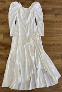 Vintage weiß Spitze Seide Langarm viktorianisches Hochzeitskleid Kostüm Theater HERGESTELLT IN DEN USA - Bild 1 von 7
