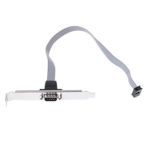Serial 9 pin DB9 RS232 Motherboard Com Port Ribbon Cable Connector Bracket Cable - Photo 1/8