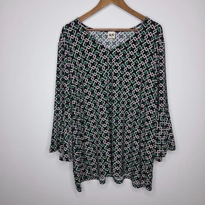 Blusa Anne Klein Mujer Abstracta Manga Campana Talla 3X Elastizada Carrera Femenina Foto 1 de 4