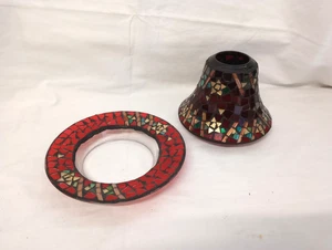 Yankee Candle Red Mosaic Glass Large Shade - Picture 1 of 5