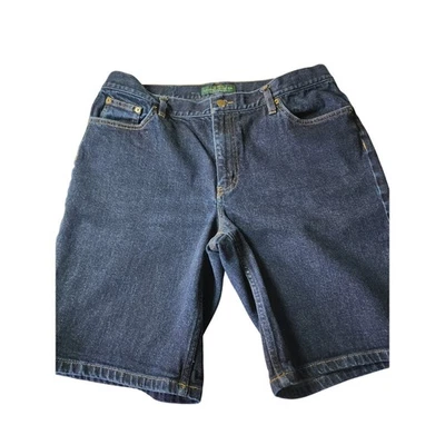 LAUREN RALPH LAUREN Dark Wash Blue Denim Utility Casual Jean Shorts SZ 12 - Image 1 of 4