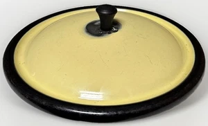 Vintage Vollrath Co. Kook King Emaille cremefarben & schwarzer Deckel nur 7" Durchmesser Ersatz - Bild 1 von 8