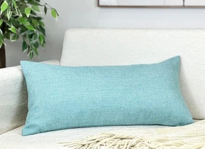 Aiking Home Woven Fine Faux Linen Throw Pillow 24" x 12" (Pack of 1) Aqua - Picture 1 of 4