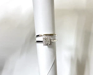 14k White Gold Wedding Ring Set with 0.28cts of Diamonds   Size: 6.5   4.6g - Picture 1 of 11