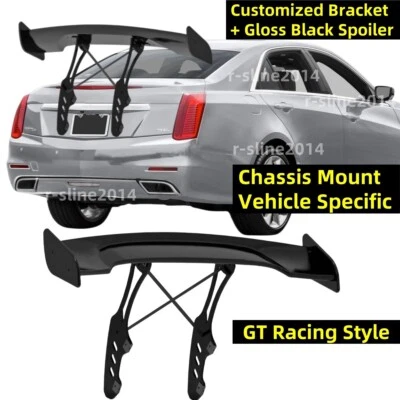 Glossy GT Spoiler + Customized Bracket Chassis Mount Fits Cadillac CTS 2014-2019 Foto 1 de 4