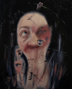 ORIGINAL large surreal female eyes portrait oil painting surrealist wall art - Picture 1 of 24