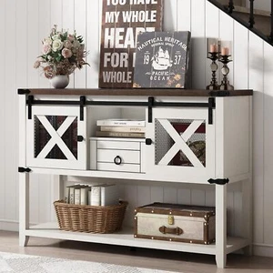 46" Rustic Console Table, Farmhouse Entryway Table, Sofa Table with Storage - Picture 1 of 18
