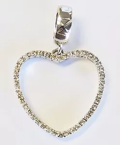 COLGANTE CORAZÓN DIAMANTE NATURAL NO MEJORADO ORO BLANCO MACIZO 14K 0,58 quilates G vs2 - Imagen 1 de 3