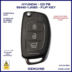 Hyundai I20 PB 95430-1JAB0 3 button flip key for models from 2012 onward - Picture 1 of 6