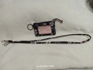 Vera Bradley -  ZIP-UP  ID Case in Elegant Flower Floral Design With Black Back - Picture 1 of 5