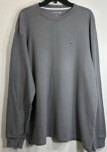 Lacoste Shirt Mens XXL Gray Sleepwear Crocodile Waffle Knit Thermal Long SL - Picture 1 of 11