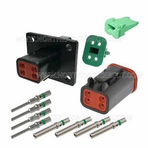 4 Pin Black Deutsch DT DT04-4P-L012 DT06-4S Waterproof Flange Connector - Picture 1 of 4