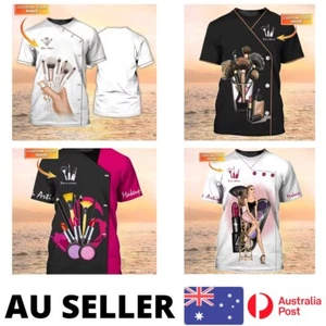 Make Up Artist Shirt Manicure Pedicure Beauty Uniform Custom Name - AU Stock - Picture 1 of 8