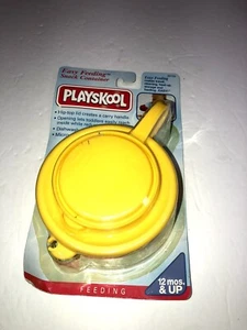 Contenedor de aperitivos Playskool de plástico de viaje fácil de usar mango amarillo para bebé de colección años 90 - Imagen 1 de 8