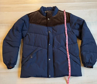 J. Crew Azul Marrón Pana Ribete Puffer Acolchado Invierno Chaqueta Abrigo Talla M Hombre Foto 1 de 4