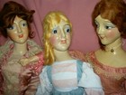 Very Rare, Antique Compo. Smiling Boudoir Bed Doll, Turning Head & Orig. Costume