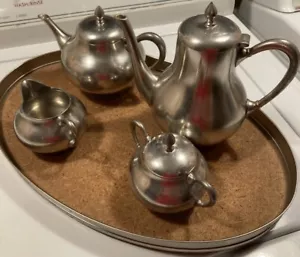Vintage Metawa Holland Pewter Tea/Coffee Set with serving tray Used - Picture 1 of 10